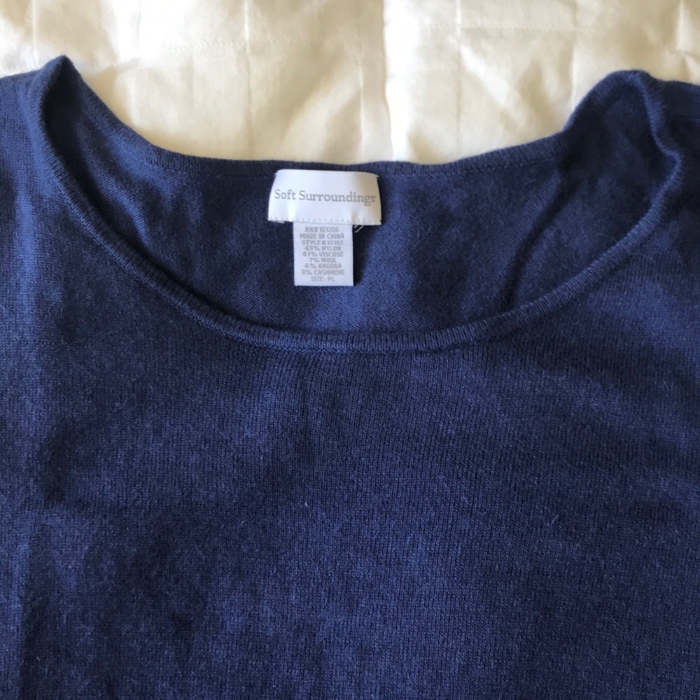 Soft Surroundings Blue Handkerchief Hem Sweater